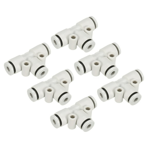 Uxcell Push to Connect Fittings, 6 Pack Air Line Pneumatic Fittings, White, 1/8 Inch Od