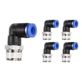 thumbnail image 1 of Uxcell 5 Pcs Push to Connect Fittings Male Elbow 0.31'' Tube OD Fitting Kit Push Lock Connector PL6-U Blue, 1 of 6