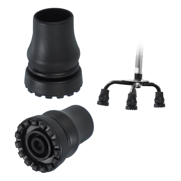 Uxcell Quad Cane Tips, Non-Slip Rubber Walking Cane Accessories Replacement Foot for Standing Stick Women Men Seniors 7/8 Inch