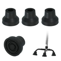 Quad Cane Tips 1/2 Inch, 4 Pcs Replacement Foot for Standing Stick Women Men Seniors, Black(Style 3)