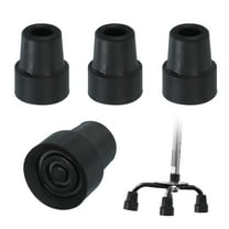 Quad Cane Tips 5/8 Inch, 4 Pcs Replacement Foot for Standing Stick Women Men Seniors, Black(Style 2)