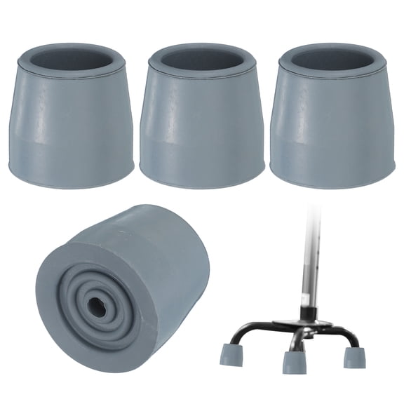 Quad Cane Tips 1-1/8 Inch, 4 Pcs Replacement Foot for Standing Stick Women Men Seniors, Gray(Style 1)