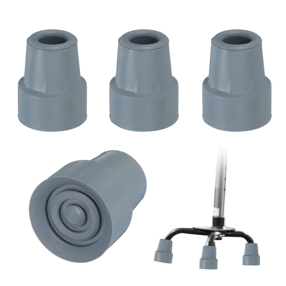Quad Cane Tips 5/8 Inch, 4 Pcs Replacement Foot for Standing Stick Women Men Seniors, Gray(Style 2)
