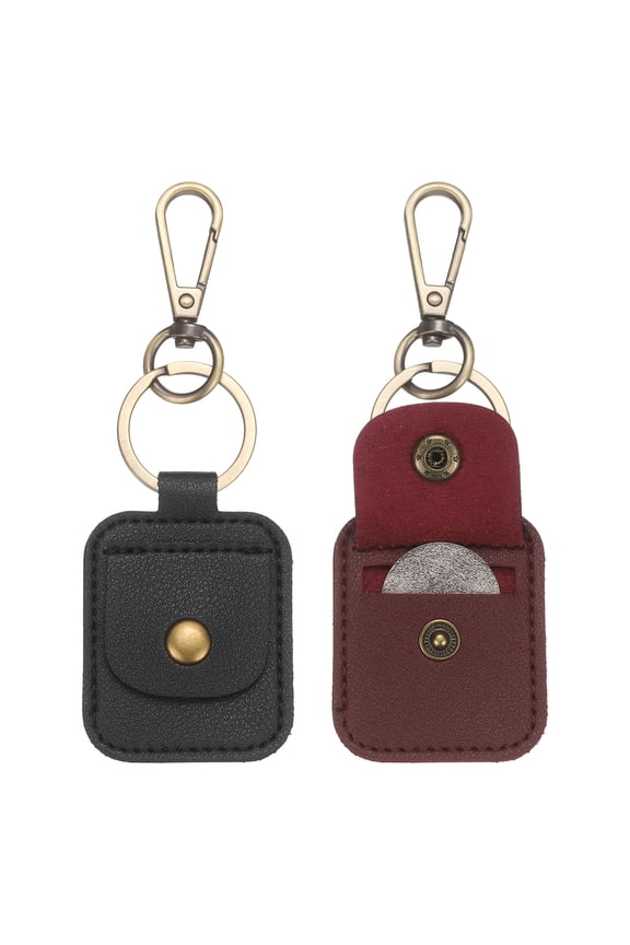 Quarter Leather Coin Holder, AA Medallion Snap Open Coin Display Holder for Collectible Challenge and Daily Carry Accessory, Black, Burgundy