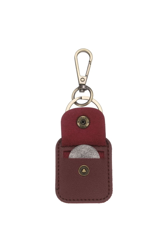 Quarter Leather Coin Holder, AA Medallion Snap Open Coin Display Holder for Collectible Challenge and Daily Carry Accessory, Wine Red