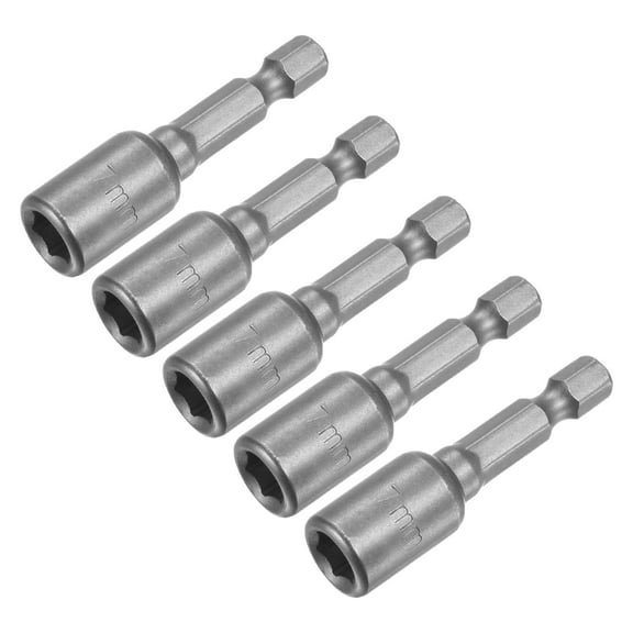 Uxcell Quick-Change Nut Driver Bit, 1/4" Hex Shank 7mm Magnetic Nut Setter Drill Bits, 1.89" Length, Metric 5 Pack