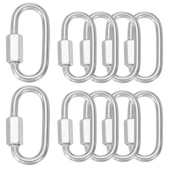 Uxcell Quick Links Stainless Steel Chain Connector Large Opening Screw Chain Link D Shape Locking Look M4 1.57"
