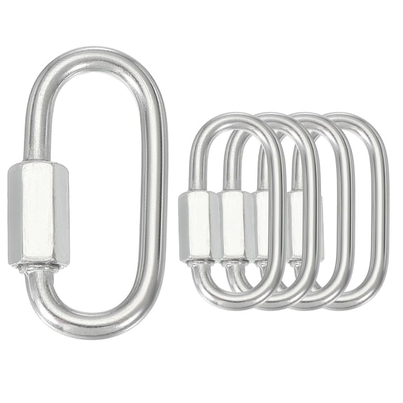 Uxcell Quick Links Stainless Steel Chain Connector Large Opening Screw Chain Link D Shape Locking Looks M4 1.57"