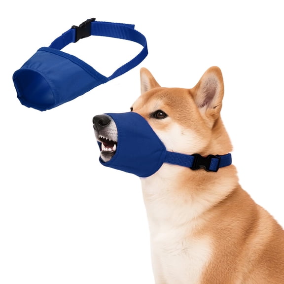Uxcell Quick Muzzle, Dog Mouth Cover Adjustable Breathable Safety Protection Dog Muzzles No Bark Muzzle Anti-Biting Anti-Chewing (M, Blue) for Long Snout Small Medium Large Puppies