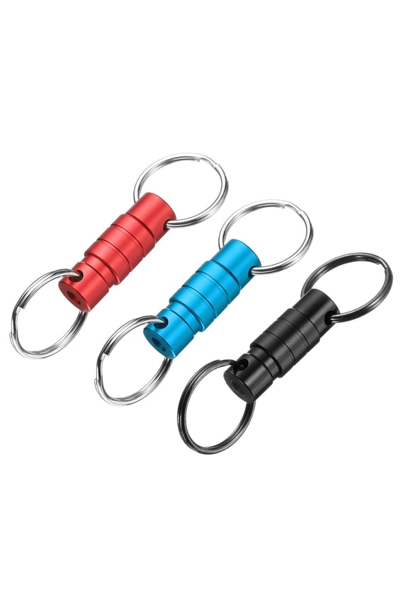 Quick Release Keychain, Detachable Pull Apart Key Rings Clip Spring Split Snap Separate Keychains Lock Holder for Car Purse Bag Belt Wine Red Blue