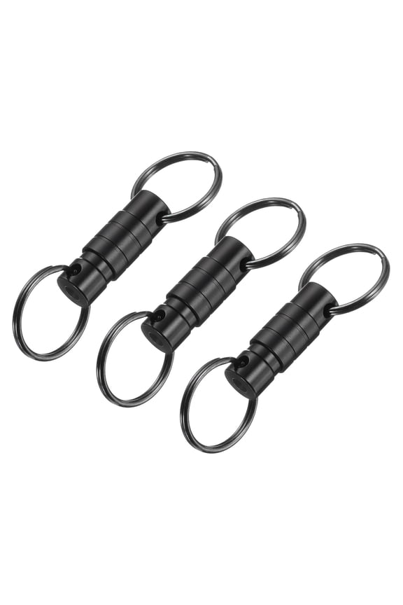 Quick Release Keychain, Detachable Pull Apart Key Rings Clip Spring Split Snap Separate Keychains Lock Holder for Car Purse Bag Belt Black 3