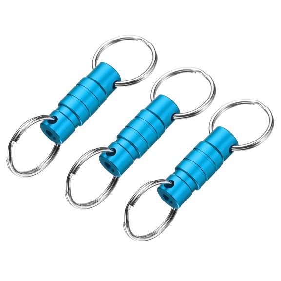 Uxcell Quick Release Keychain, Detachable Pull Apart Key Rings Clip Spring Split Snap Separate Keychains Lock Holder for Car Purse Bag Belt Blue 3