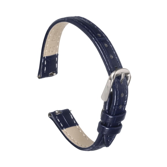 Uxcell Quick Release Leather Watch Band 12mm Embossed Pattern Leather Watch Strap Replacement for Men Women, Dark Blue