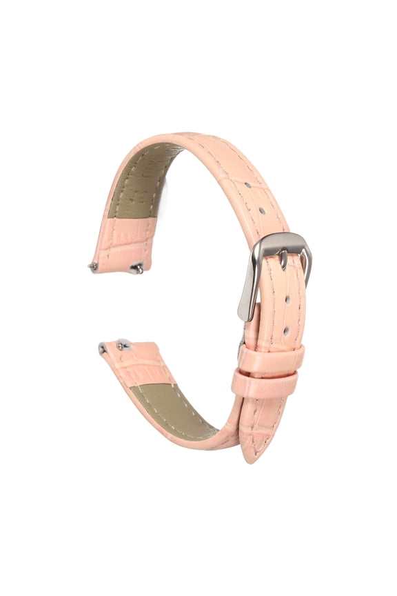 Quick Release Leather Watch Band 15mm Embossed Pattern Leather Watch Strap Replacement for Men Women, Pink