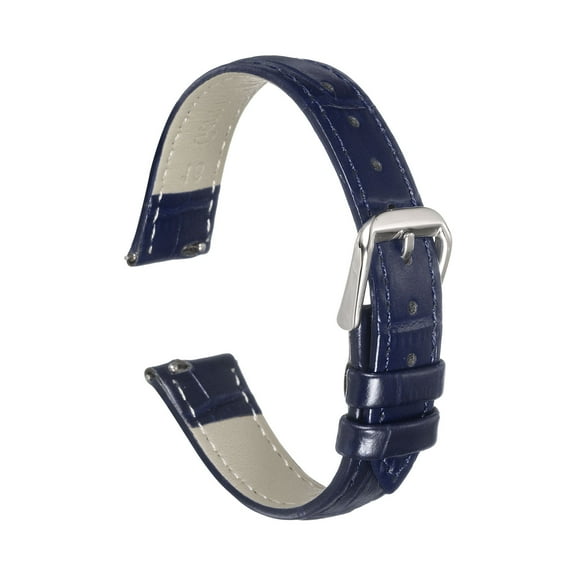 Uxcell Quick Release Leather Watch Band 16mm Embossed Pattern Leather Watch Strap Replacement for Men Women, Dark Blue