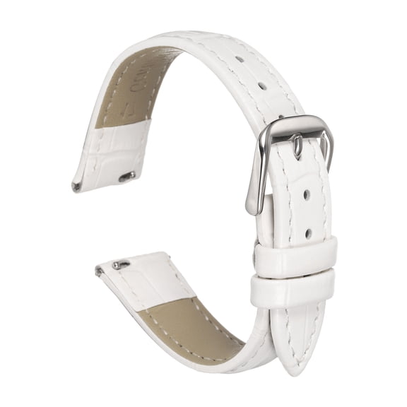 Uxcell Quick Release Leather Watch Band 17mm Embossed Pattern Leather Watch Strap Replacement for Men Women, White