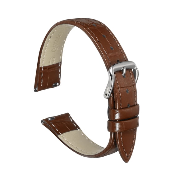 Uxcell Quick Release Leather Watch Band 18mm Embossed Pattern Leather Watch Strap Replacement for Men Women, Brown