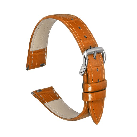 Uxcell Quick Release Leather Watch Band 18mm Embossed Pattern Leather Watch Strap Replacement for Men Women, Coffee