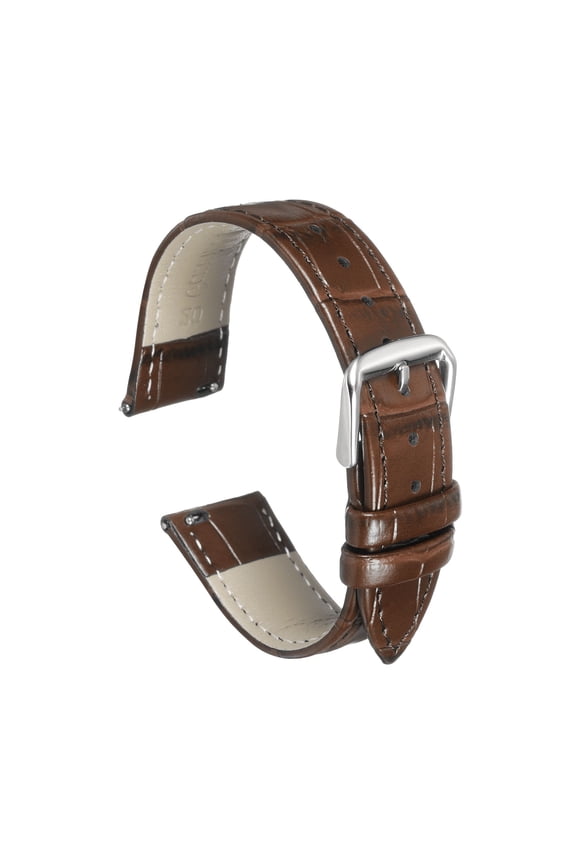 Quick Release Leather Watch Band 20mm Embossed Pattern Leather Watch Strap Replacement for Men Women, Brown