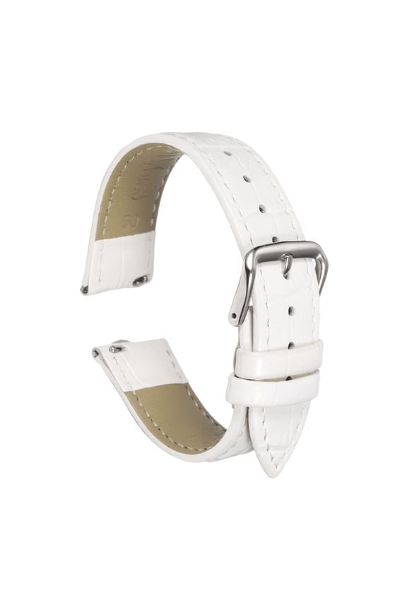 Quick Release Leather Watch Band 20mm Embossed Pattern Leather Watch Strap Replacement for Men Women, White