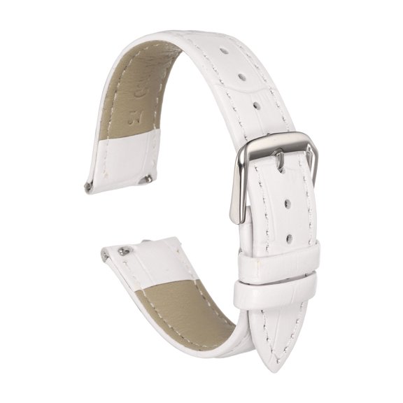 Uxcell Quick Release Leather Watch Band 21mm Embossed Pattern Leather Watch Strap Replacement for Men Women, White