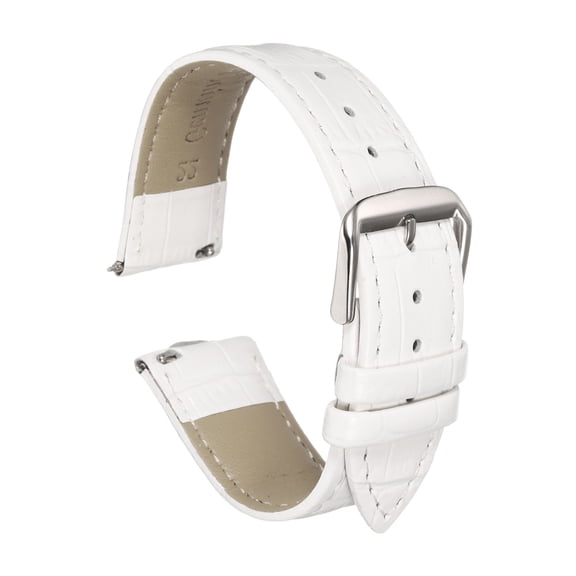 Uxcell Quick Release Leather Watch Band 22mm Embossed Pattern Leather Watch Strap Replacement for Men Women, White