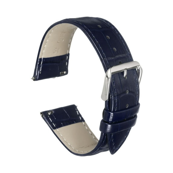 Uxcell Quick Release Leather Watch Band 24mm Embossed Pattern Leather Watch Strap Replacement for Men Women, Dark Blue