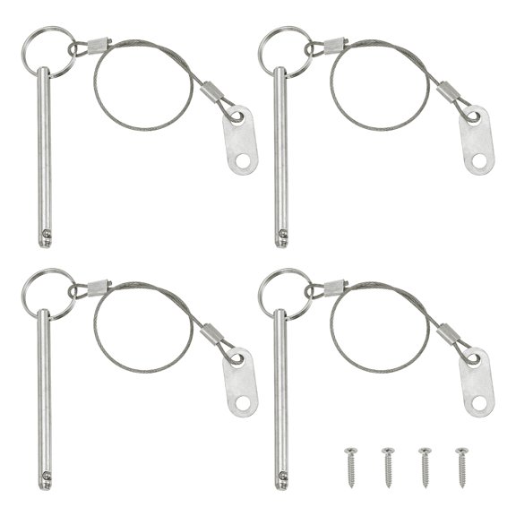Uxcell Quick Release Pin Ring Handle Locking Pin with Lanyard Prevent Loss 4Pcs 0.2x1.8"