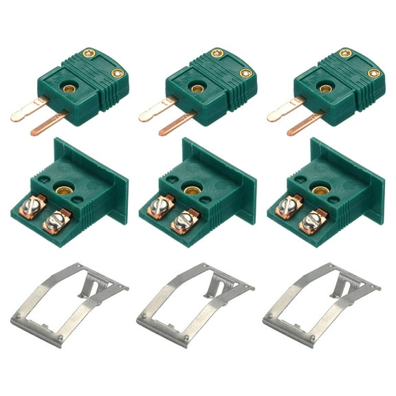 Uxcell R/S Type Thermocouple Wire Connector Male Plug with Panel Mount Socket 220C(428F) for Thermocouple Sensor 2 Set