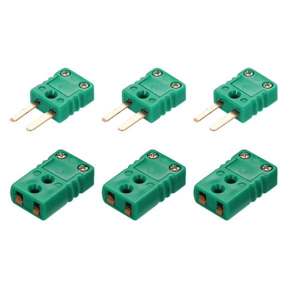 Uxcell R/S Type Thermocouple Wire Connectors Female Male Plug Adapter High Temperature 200C(392F) for Thermocouple Sensor Probe Dark Green 3 Set