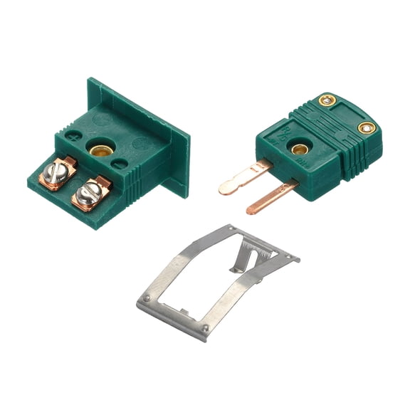 Uxcell R/S Type Thermocouple Wire Connectors Male Plug with Panel Mount Mini Socket High Temperature 220C(428F) for Thermocouple Sensor Dark Green 1 Set