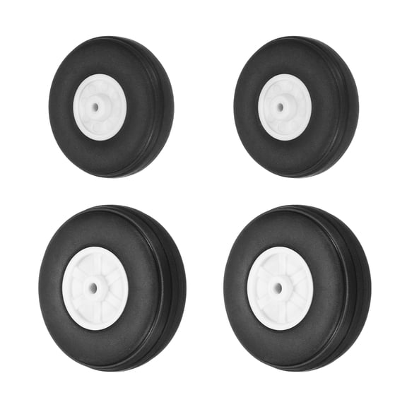 Uxcell RC Airplane Wheels Set, 1.8"/2" Dia RC Airplane Aircraft Rubber Foam Wheel Replacement for DIY Model Plane Aircraft Helicopter Pack of 4