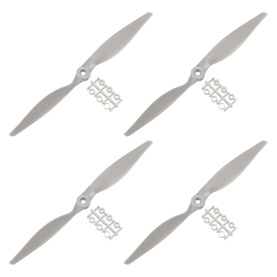 Uxcell RC Propellers 2 Vane Blades Props 11x7 Inch Grey with Adapter Rings for Electric Airplane Aircraft, Pack of 4
