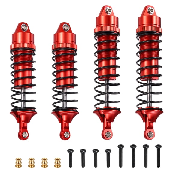 Uxcell RC Shock Absorber 1/10 90mm/105mm Aluminum Threaded Front & Rear Shock Absorber Damper Assembled Set for 1/10 RC Car Crawler Racing Truck, Red