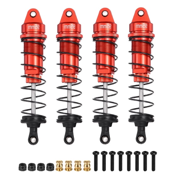 Uxcell RC Shock Absorber 1/10 95mm Aluminum Threaded Front & Rear Shock Absorber Damper Assembled Set for 1/10 RC Car Crawler Racing Truck, Red