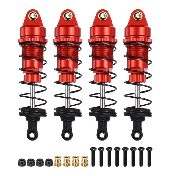 Uxcell RC Shock Absorber 1/12 1/10 85mm Aluminum Threaded Front & Rear Shock Absorber Damper Assembled Set for 1/12 1/10 SCX10 D90 TRX4 TRX6 RC Car Crawler Racing Truck, Red