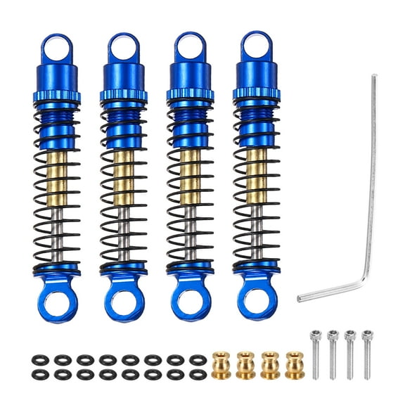 Uxcell RC Shock Absorber 1/24 42mm Aluminum Threaded Front & Rear Shock Absorber Damper Assembled Set for SCX24 1/24 RC Car Crawler Racing Truck, Blue
