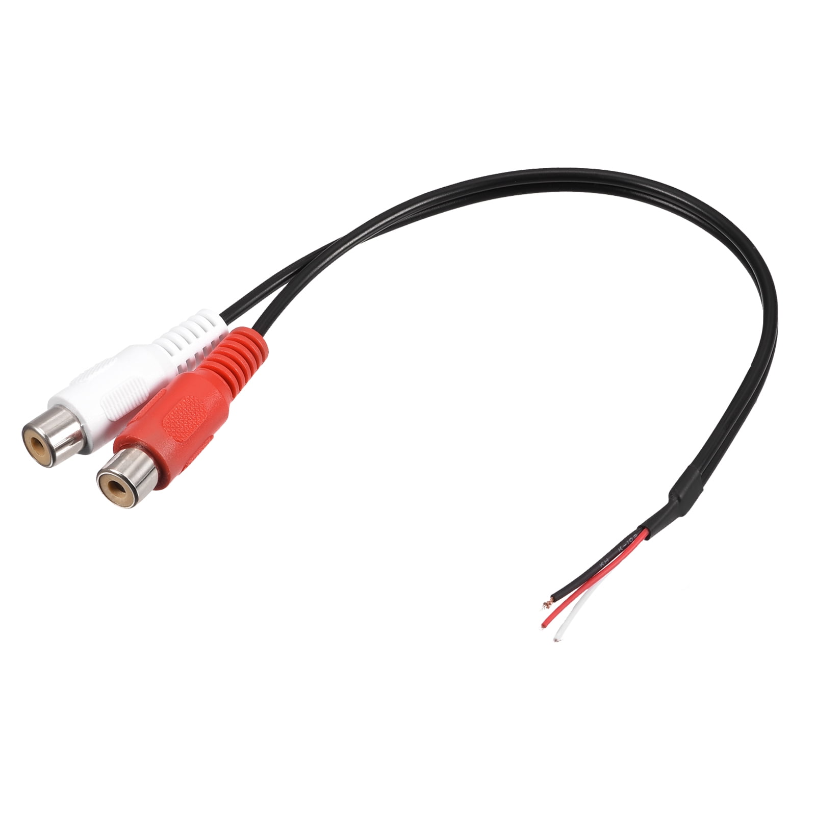 Cable, 3.5mm stereo to (2) RCA Male, White Cable w/Green, Red & White  molding, 6' - Compatible Cable Inc