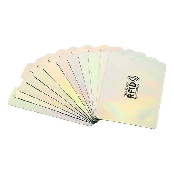 Uxcell RFID Blocking Sleeves Identity Theft Prevention Credit Cards Secure Protector Holders Sleeves Silver 12 Pack