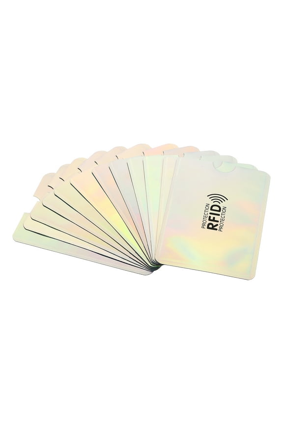 RFID Blocking Sleeves Identity Theft Prevention Credit Cards Secure Protector Holders Sleeves Silver 12 Pack