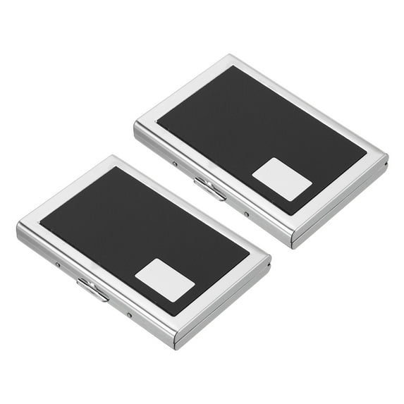 Uxcell RFID Credit Card Holder Metal Wallet 6 Slots Men Women Hard Protector Case Black 2 Pack