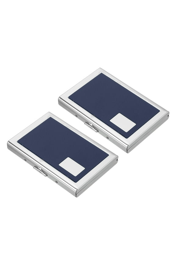 RFID Credit Card Holder Metal Wallet 6 Slots Men Women Hard Protector Case Blue 2 Pack