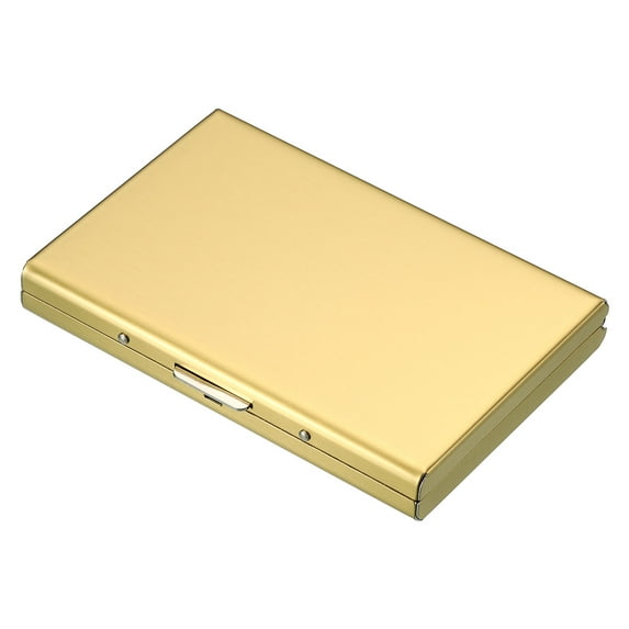 Uxcell RFID Credit Card Holder Metal Wallet Stainless Steel Business Card Holder for Women Men Gold Tone