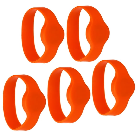 Uxcell RFID Silicone Wristband 5 Pack 13.56MHZ IC Proximity Card Bracelet Waterproof ID Wrist Band Access Control Orange