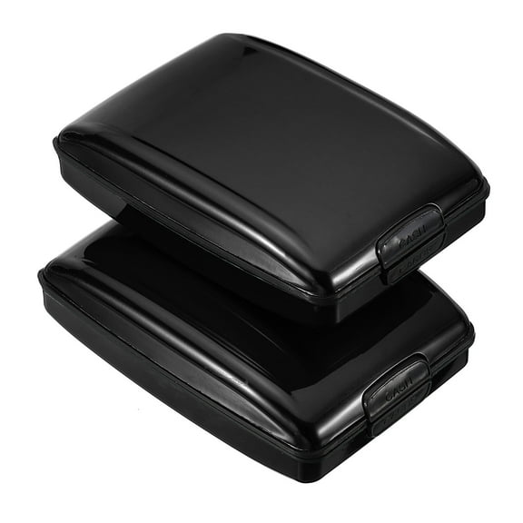 Uxcell RFID Wallet Credit Card Holder Aluminum Metal Women Men Purse Hard Case Black 2 Pack