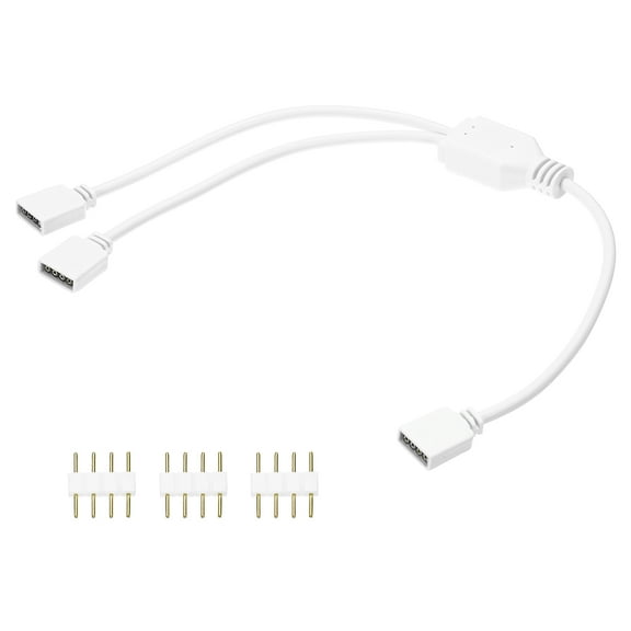 Uxcell RGB Splitter Cable, 12V 12" 4 Pin 1 to 2 Female to Female Power Cord with 4 Pin Male Connectors for PC Computer ARGB Fan/LED Lights, White