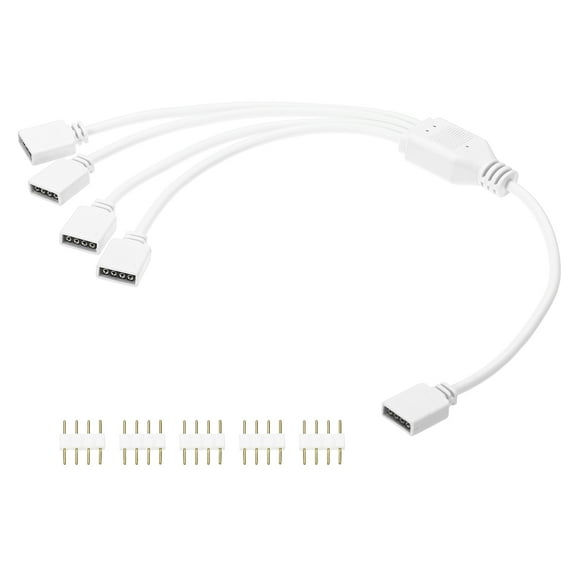 Uxcell RGB Splitter Cable, 12V 12" 4 Pin 1 to 4 Female to Female Power Cord with 4 Pin Male Connectors for PC Computer ARGB Fan/LED Lights, White