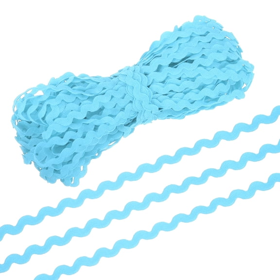 Uxcell RIC Rac Trim, Wave Bending Fringe Trim Ribbon for Sewing Crafts Blue