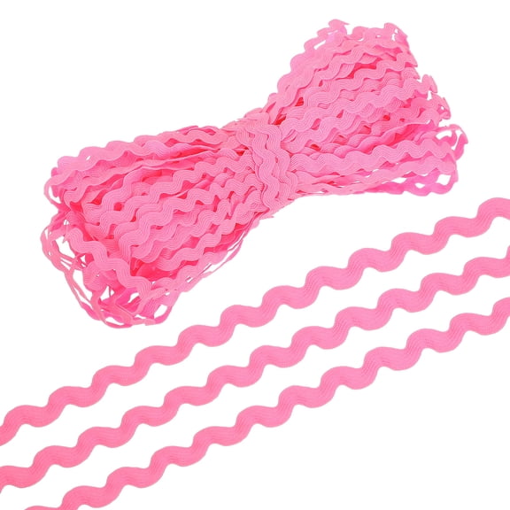 Uxcell RIC Rac Trim, Wave Bending Fringe Trim Ribbon for Sewing Crafts Dark Pink
