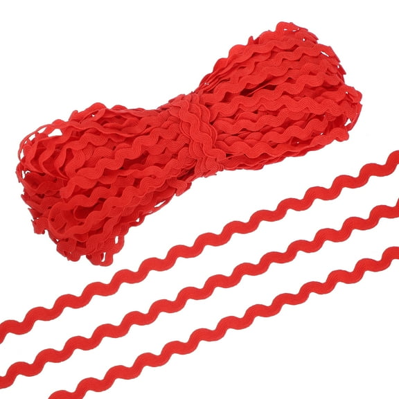 Uxcell RIC Rac Trim 5mm 28 Yard, Wave Bending Fringe Trim Ribbon for Sewing Crafts Clothes Gift Wrapping, Red